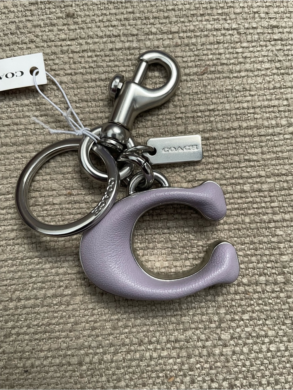 Coach Signature C Bag Charm Silver/Soft Purple NWT